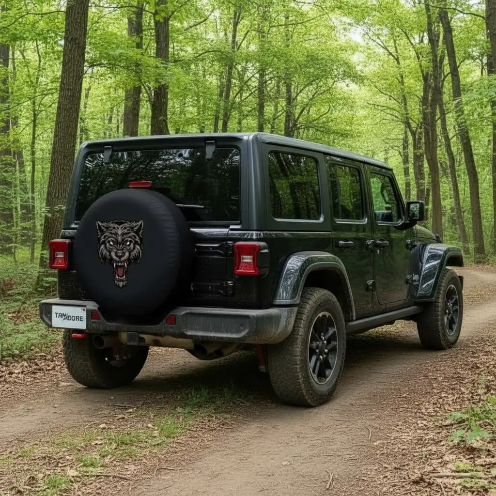 Angry Wolf Designed Spare Wheel Tire Cover